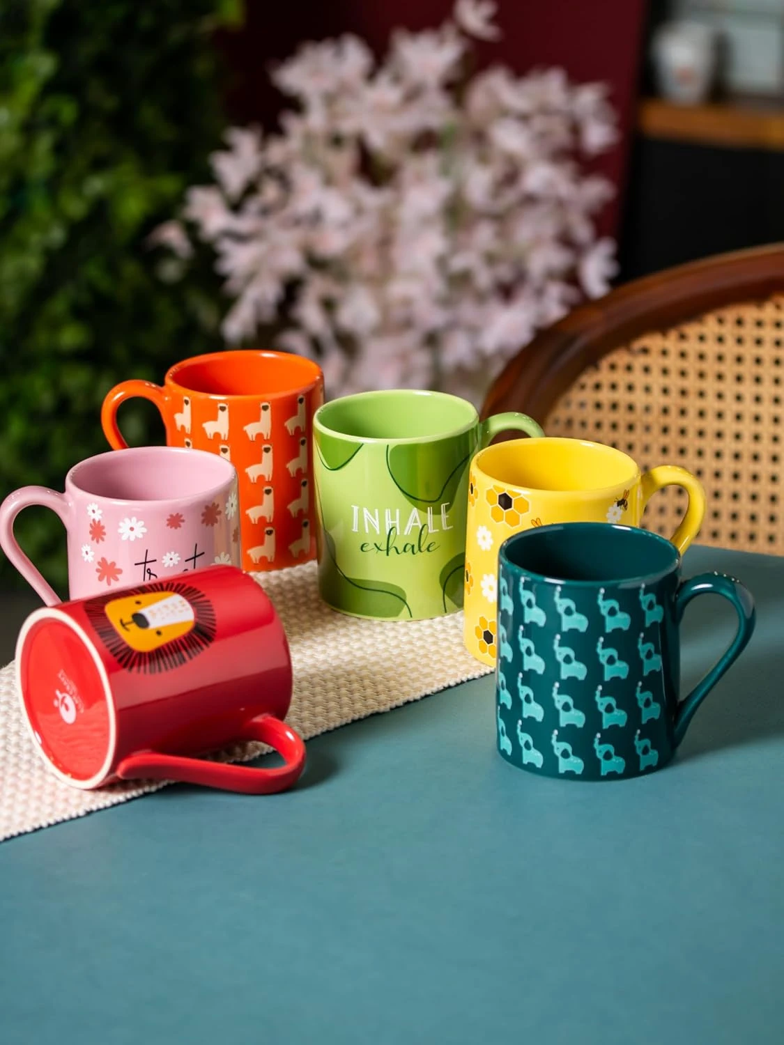 Clay Craft Fine Ceramic Pebble Series Coffee Mug 350ml Green – Inhale Exhale Print, Stylish Tea & Coffee Cup, Microwave & Dishwasher Safe, For Home, Office, Café, Gifting, Daily Use, Hot Chocolate