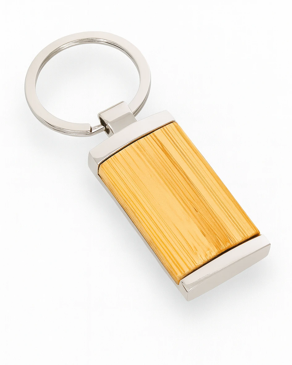 Bamboo & Metal Keychain | Eco-friendly Promotional Corporate Gift