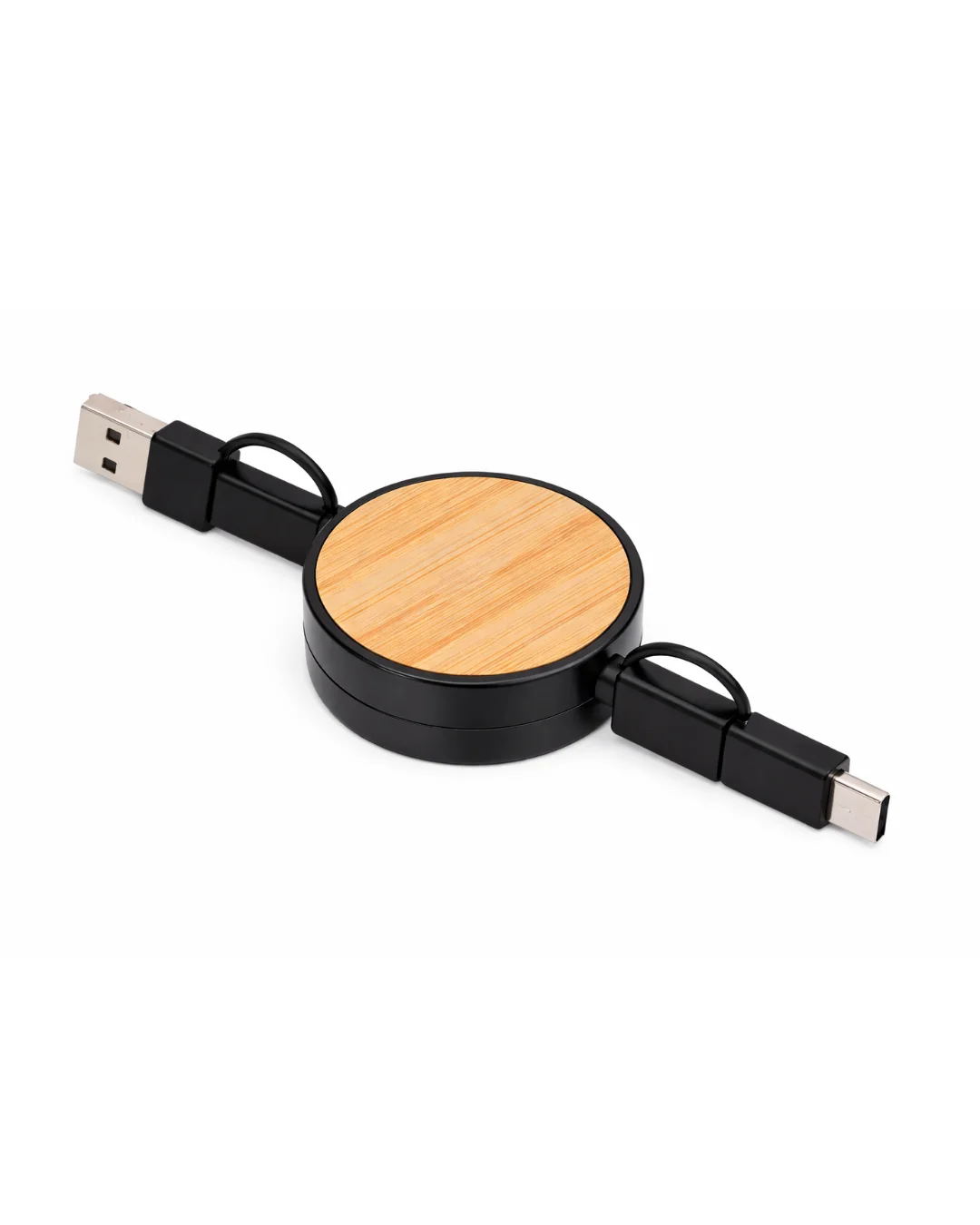 Eco Bamboo Retractable Charging Cable – Usb To Type-c Corporate Gift