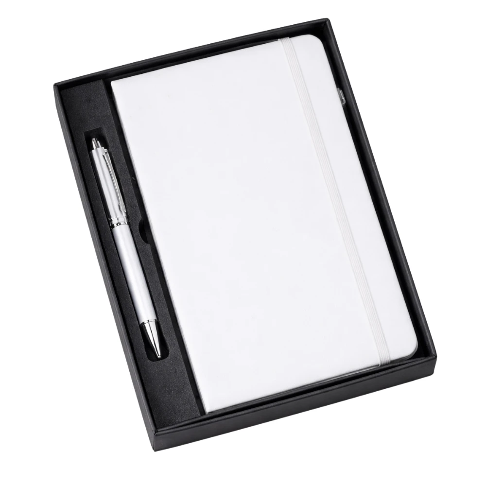 White Business Meeting Stationery Set With Notebook & Metal Pen