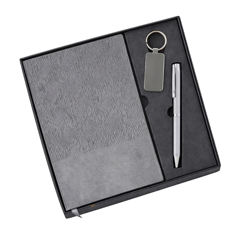 Customized Corporate Diary Gift Set With Pen & Keychain