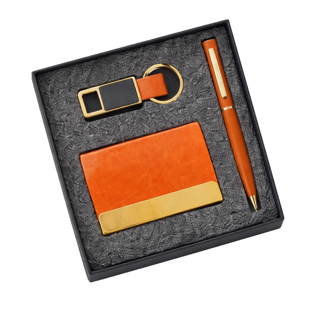 Professional Corporate Gift Set With Pen, Card Holder & Keychain