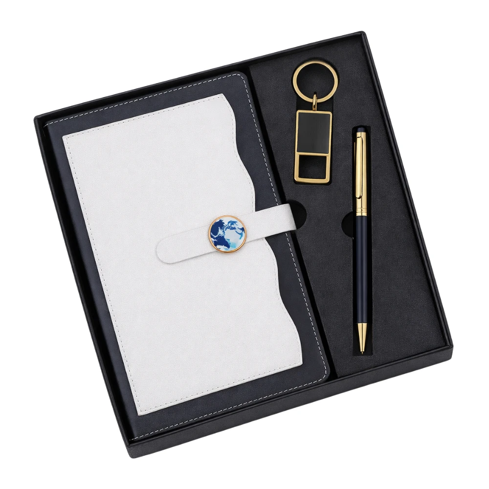 Premium Corporate Diary Gift Set With Pen & Keychain