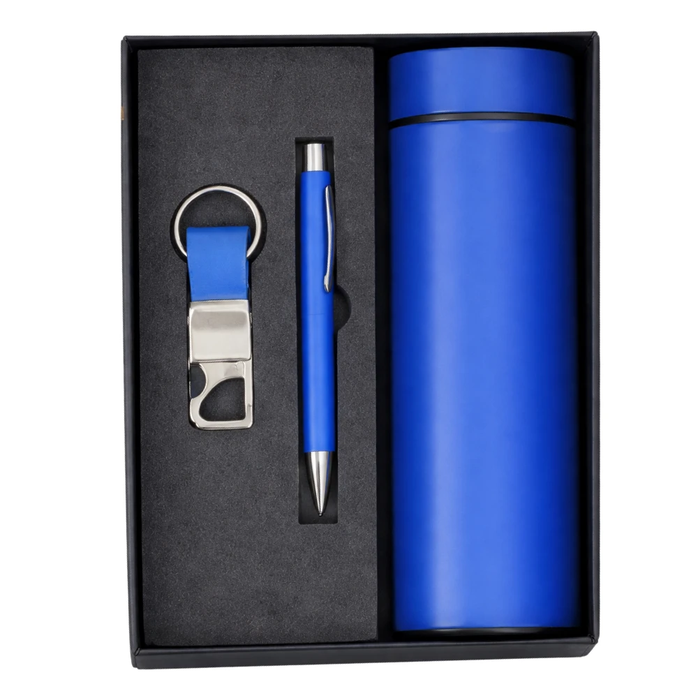 Premium Corporate Gift Set With Water Bottle, Metal Pen & Keychain