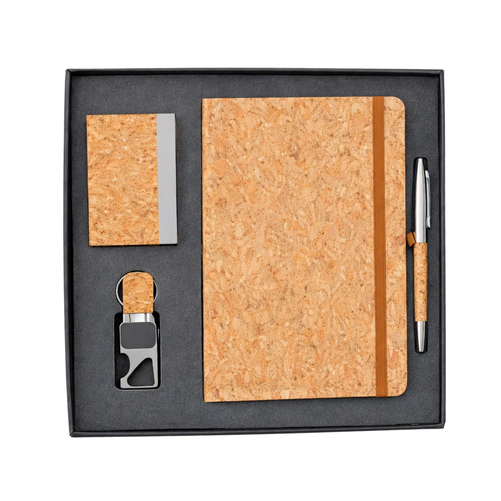 Cork Executive Corporate Gift Set With Diary, Card Holder, Pen & Keychain