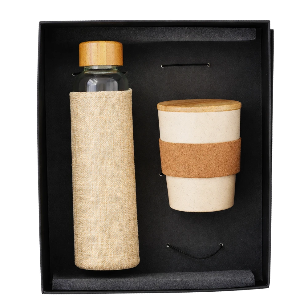 Eco-friendly Bamboo Bottle & Coffee Mug Gift Set For Corporate Gifting