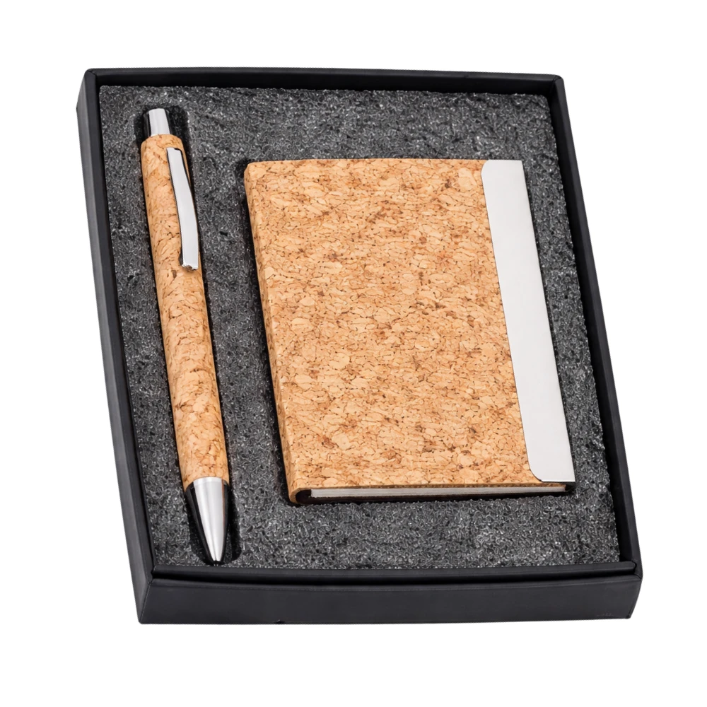 Cork Card Holder & Pen Gift Set For Business Gifting