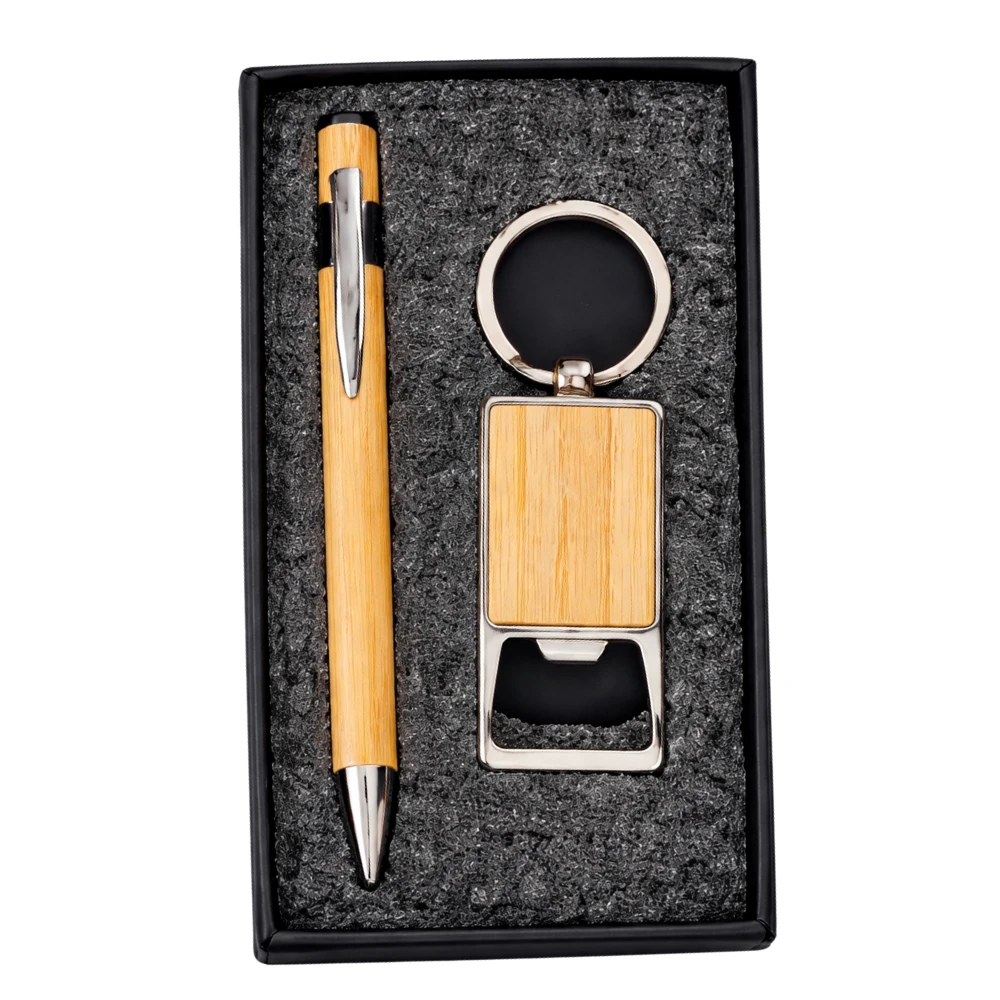 Eco-friendly Corporate Gift Set With Bamboo Pen & Keychain