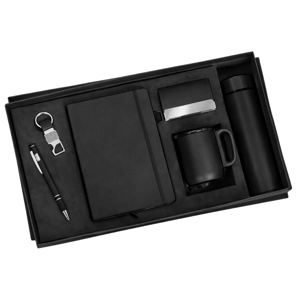 Black Executive Corporate Gift Set With Diary, Bottle, Mug, Pen & Keychain