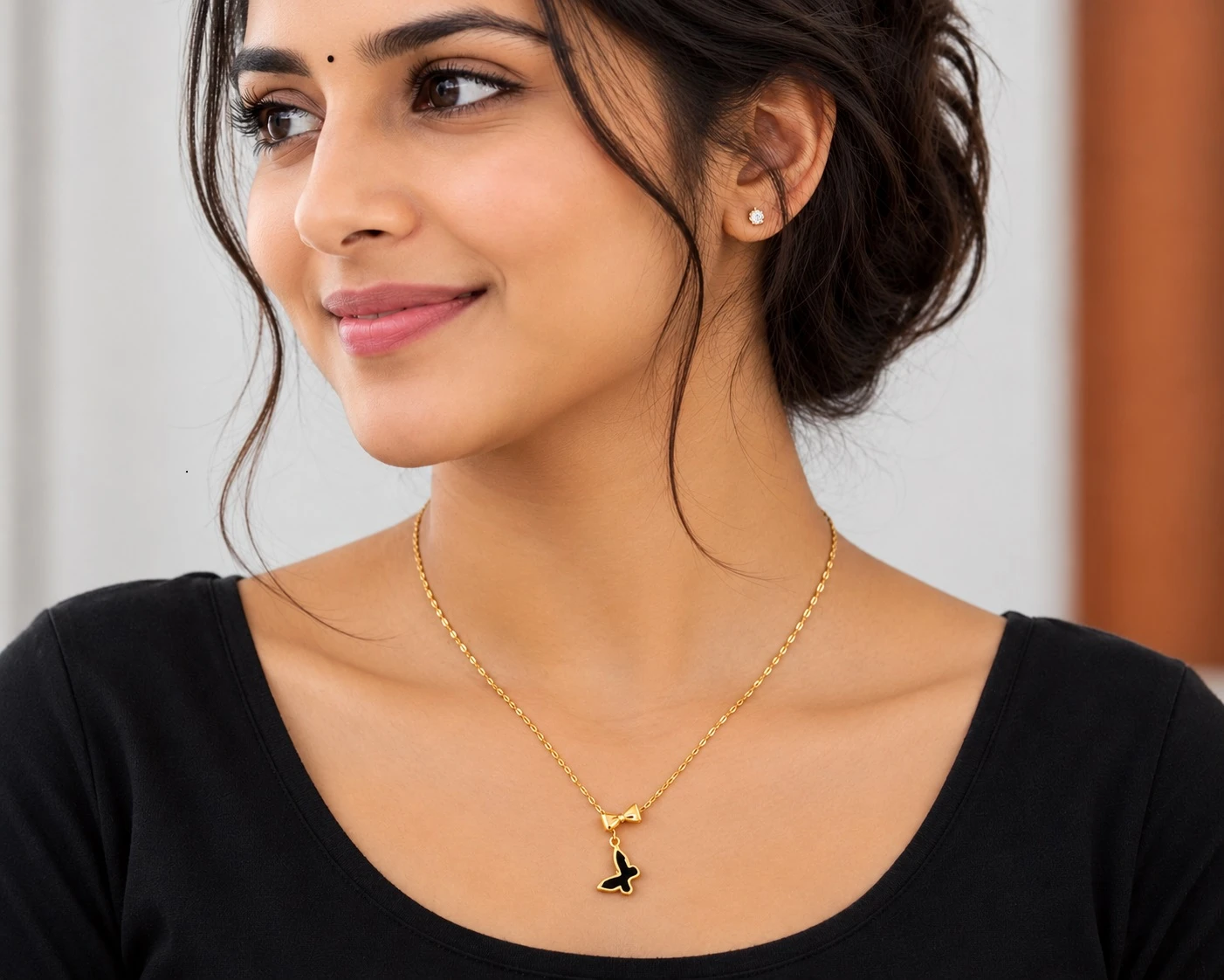 Golden Butterfly Charm Necklace